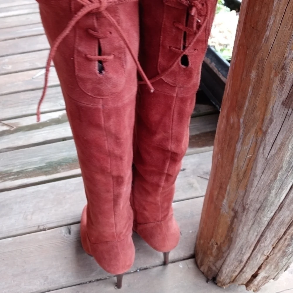 Sam Edelman 'Vesey' Over the Knee Red Wine Boot Suede Size 6M. New without box.